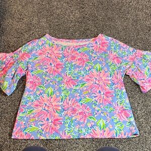 Lilly Pulitzer Pink and Blue Floral Blouse